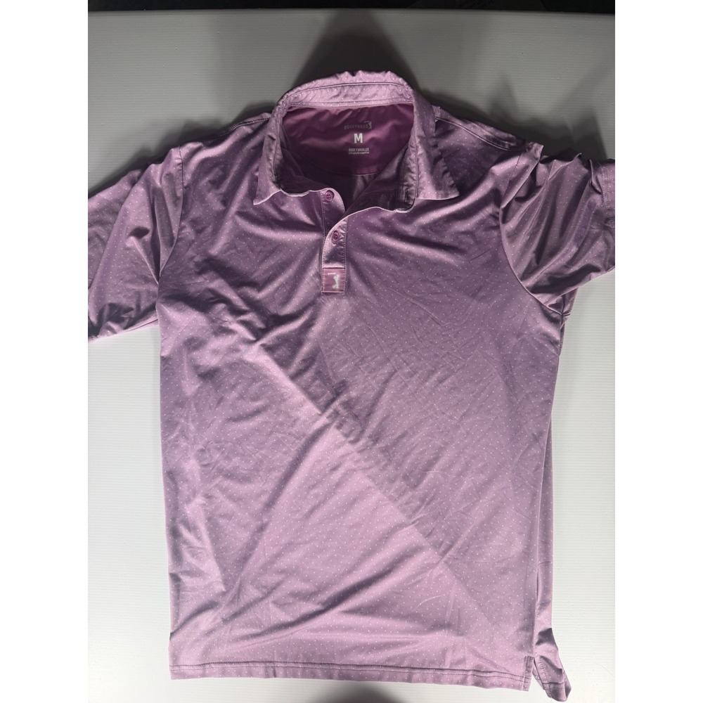 Bogey Bros Golf Co Men's M Purple Polka Dot Performance Polo Shirt Stretch